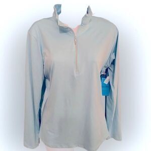Court Haley Quarter Zip-L aqua blue , NWT , polyester spandex
